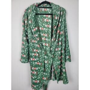 NYC Underground Super Soft Robe OS Womens Long Sleeve Green Christmas Holiday